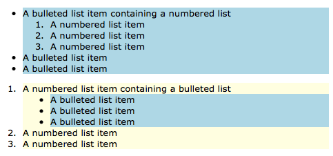 PBS 10 - nested styled list items 