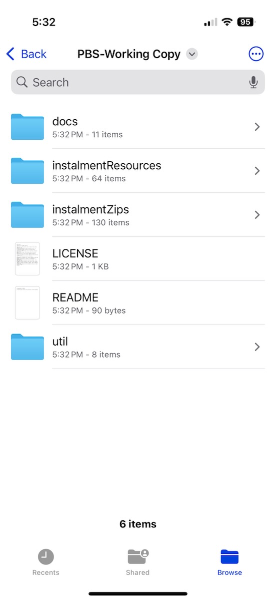 Opened folder shows the files from the cloned repo - no longer empty